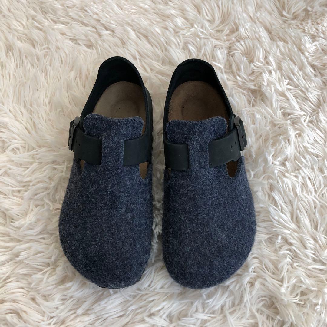 ビルケンシュトックサンダルロンドンウールフェルト×レザーネイビー35