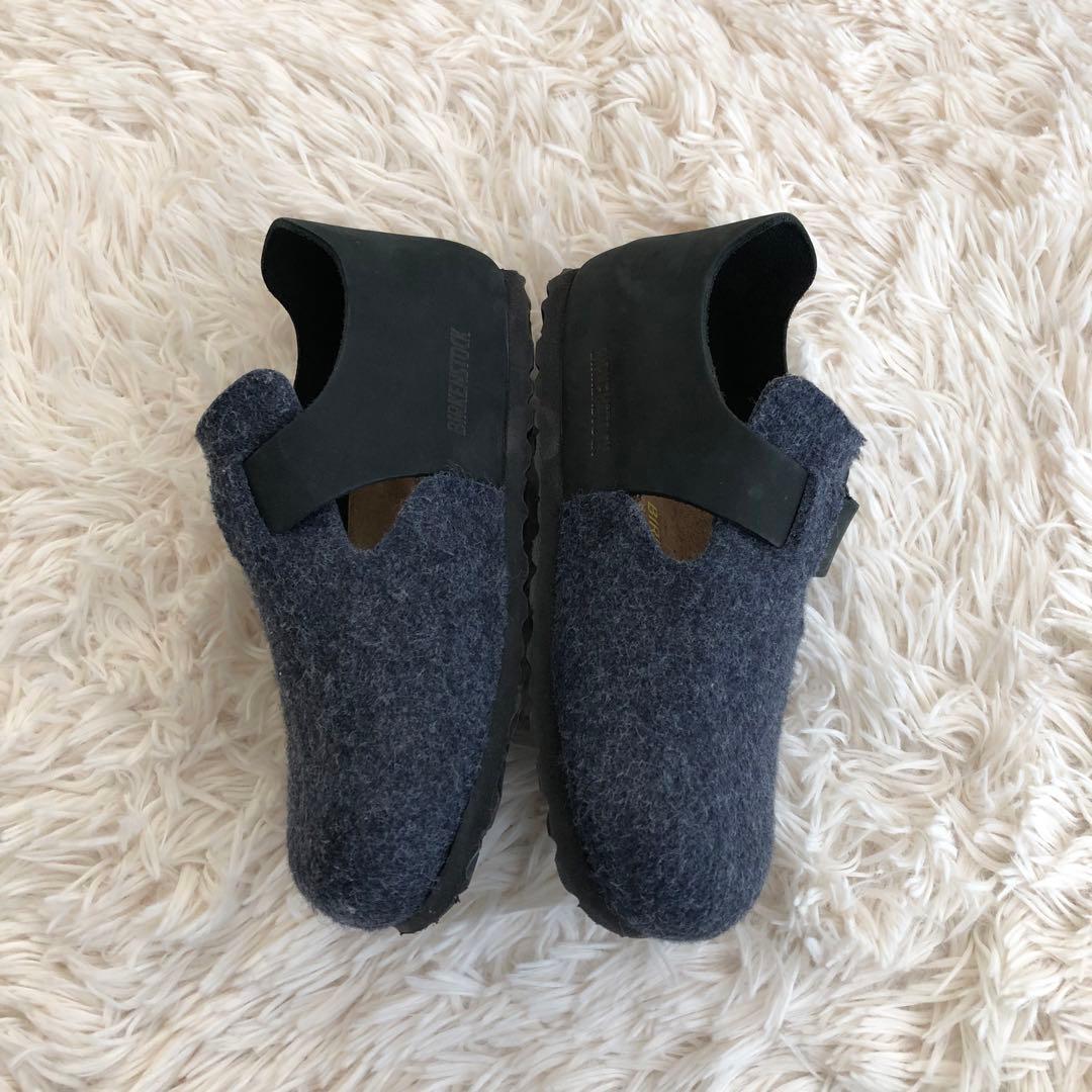 ビルケンシュトックサンダルロンドンウールフェルト×レザーネイビー35