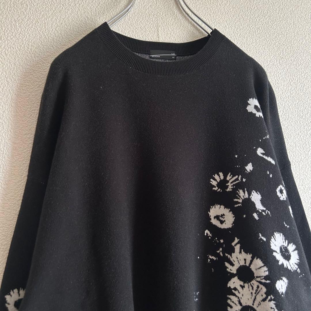 LAD MUSICIAN ラッドミュージシャン ニット 花柄 コットン 黒