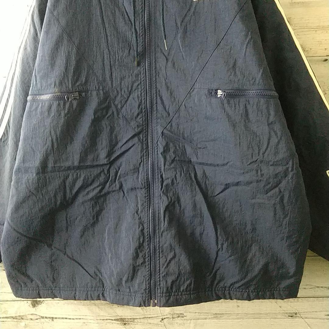 90s アディダス 刺繍ロゴ アームロゴ スリーライン 中綿 ナイロンジャケット