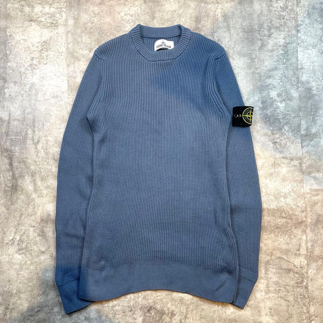 STONE  ストーンアイランド リブニットセーターブルー メンズ