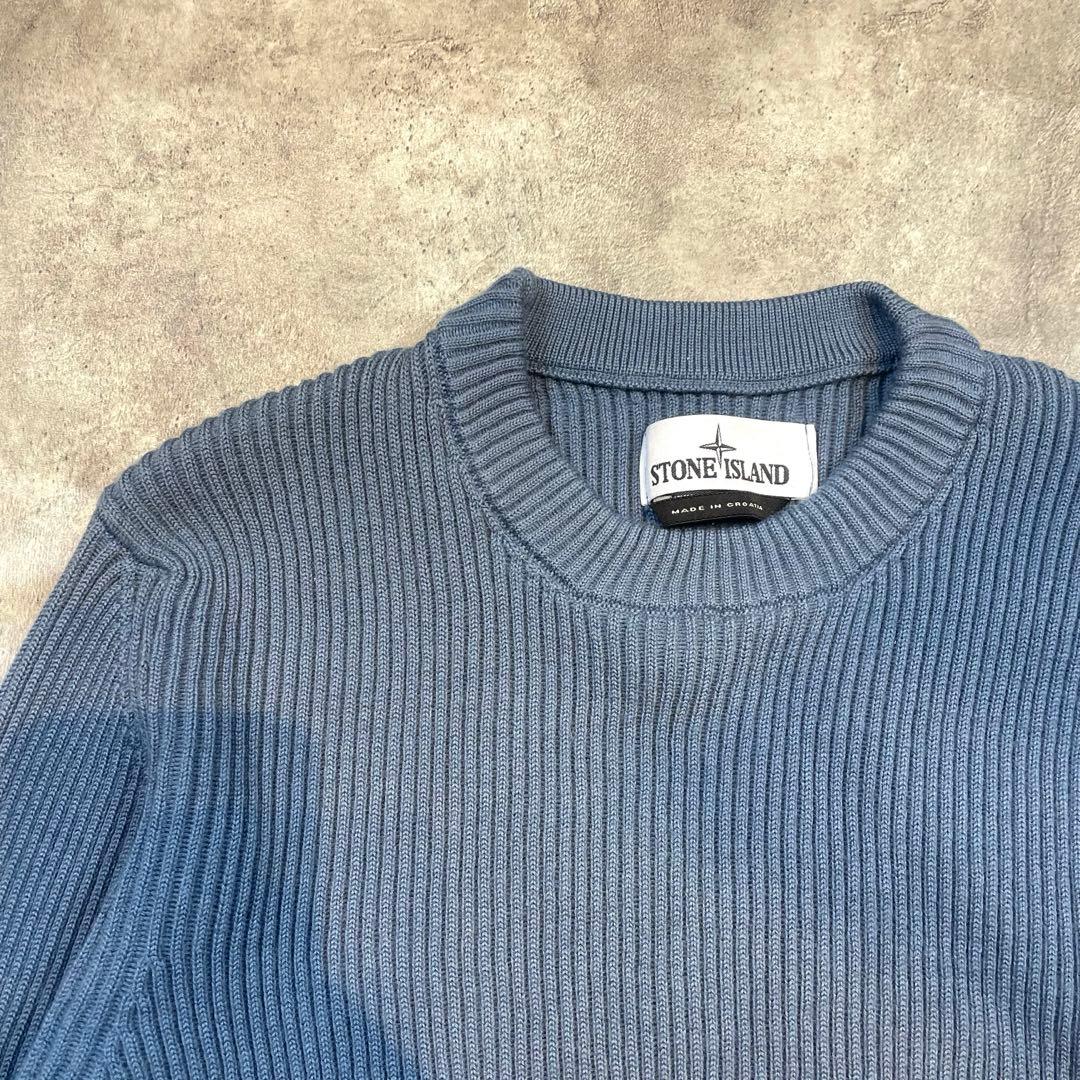 STONE  ストーンアイランド リブニットセーターブルー メンズ