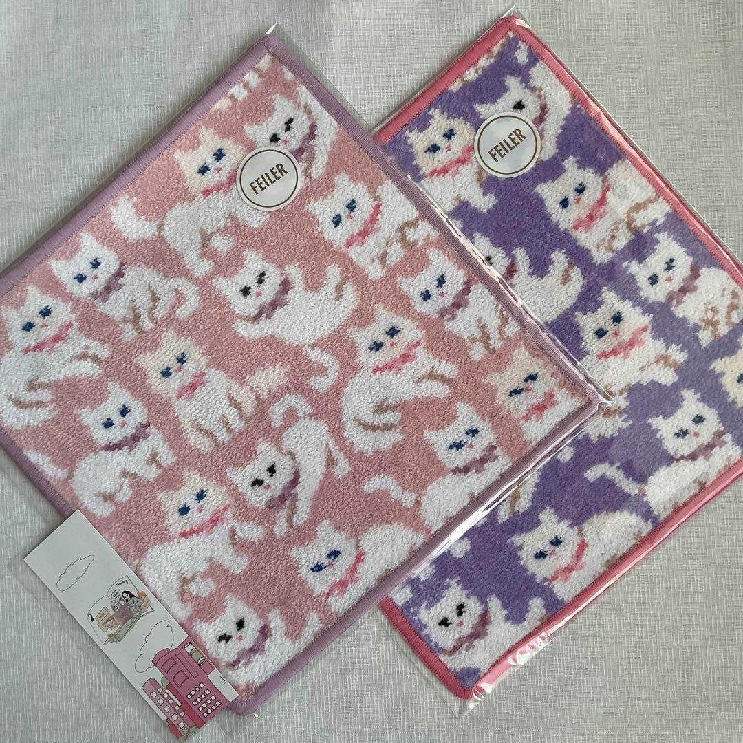 フェイラーハンカチ＊モフモフネコチャン　２枚セット【完売品】栞付き＊新品未使用