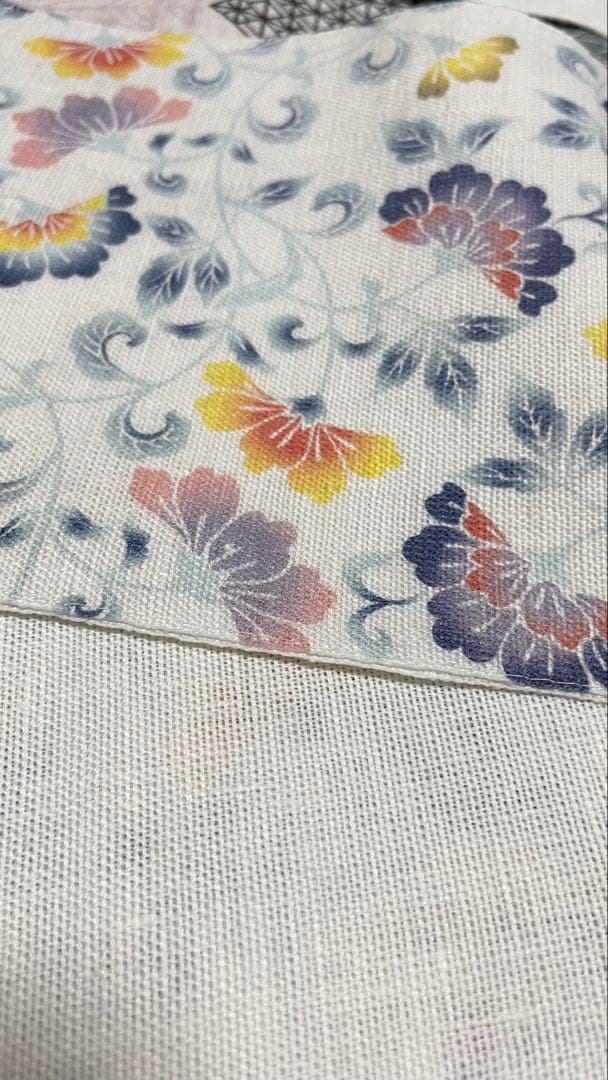 本麻 型染調 花更紗 半幅帯 夏帯 着物、浴衣に 新品 小杉織物