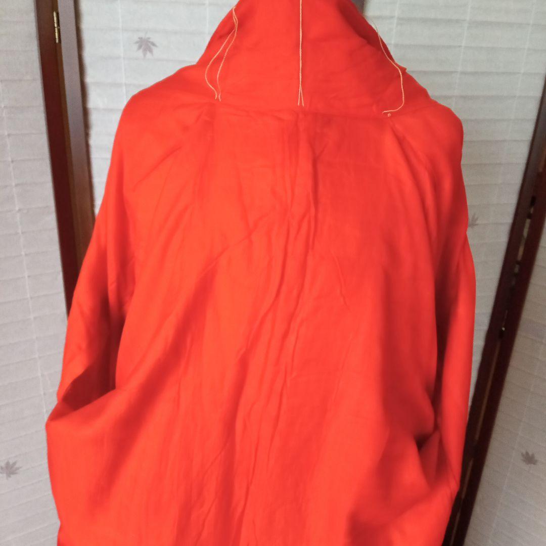 4935レア！朱色アンティーク　五つ紋付き　中着　振袖　お引き摺り　婚礼衣装