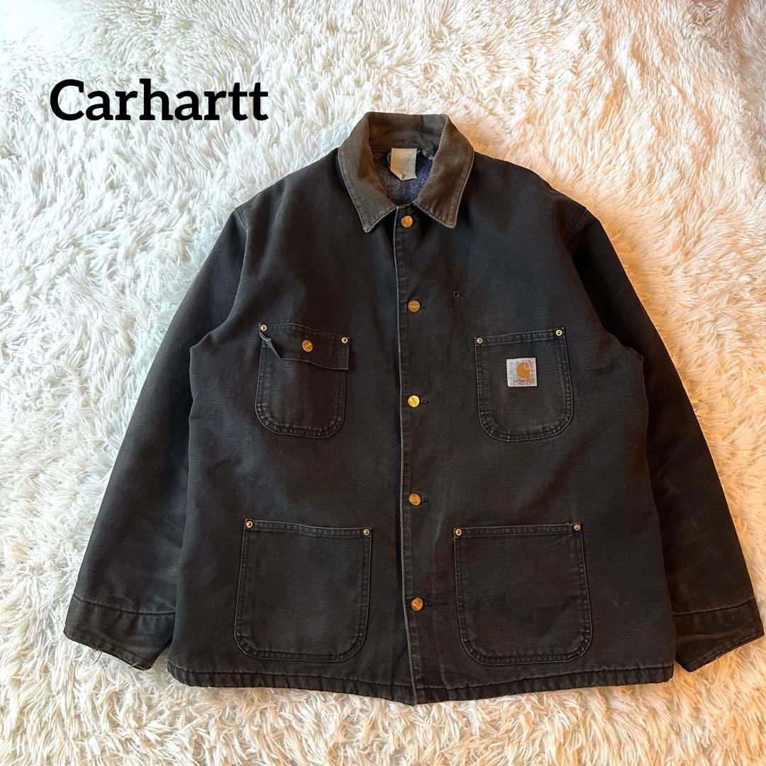 90s Carhartt ミシガンチョアコート ブランケット ブラック L相当