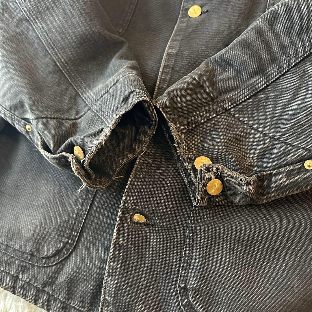 90s Carhartt ミシガンチョアコート ブランケット ブラック L相当