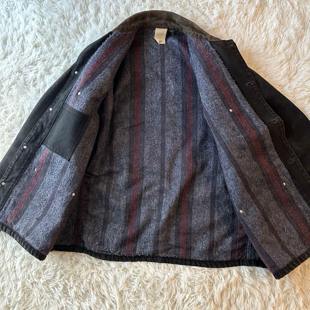 90s Carhartt ミシガンチョアコート ブランケット ブラック L相当