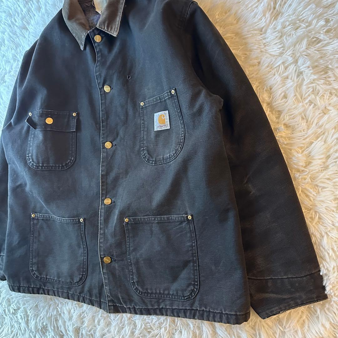 90s Carhartt ミシガンチョアコート ブランケット ブラック L相当