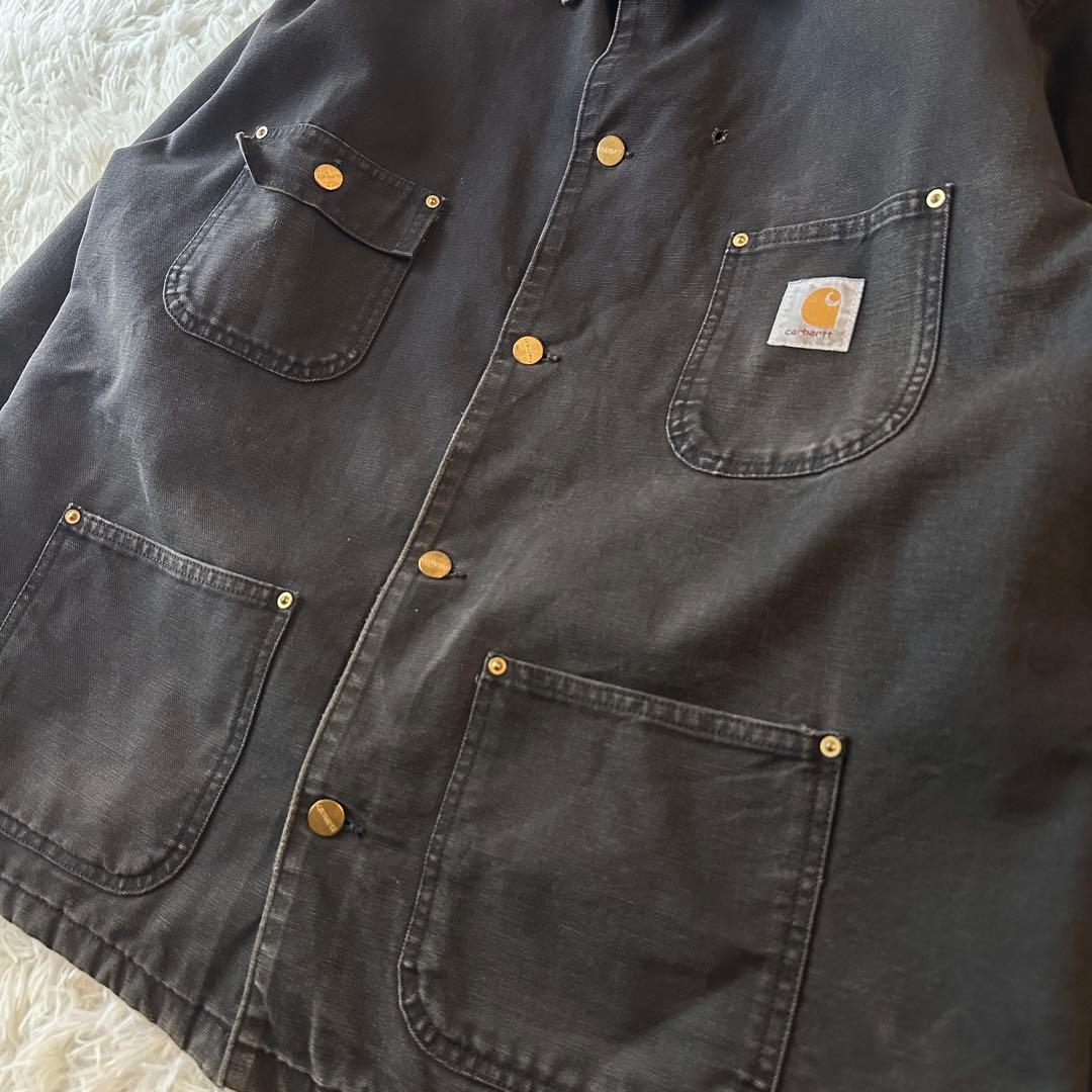 90s Carhartt ミシガンチョアコート ブランケット ブラック L相当