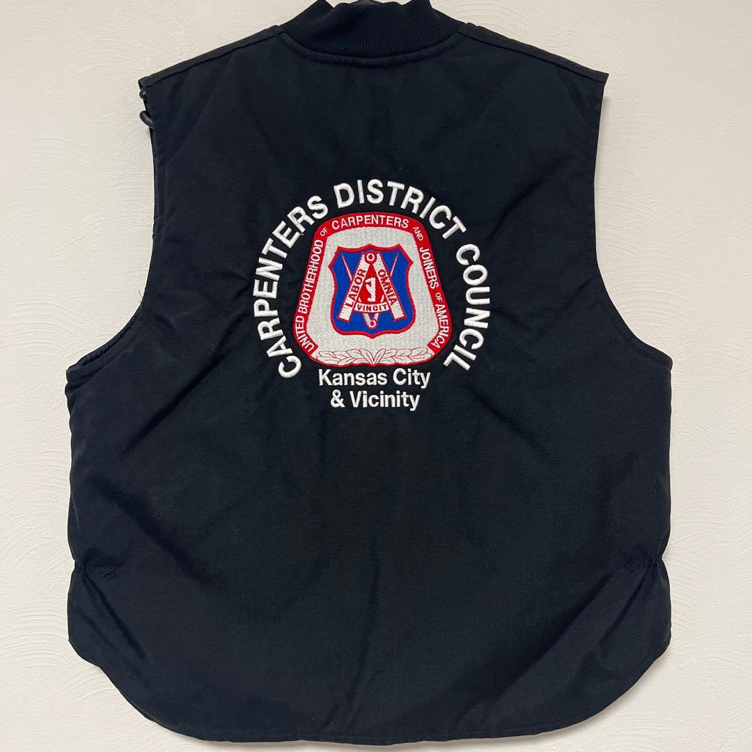 【USA製】Carhartt カーハート裏キルティングベストブラックL古着