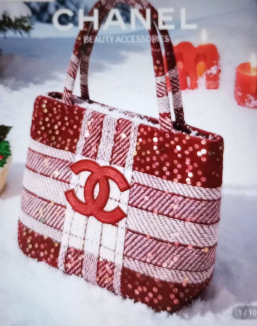 CHANEL スパンコール トートバッグ 赤/白ノベルティ海外VIP限定品