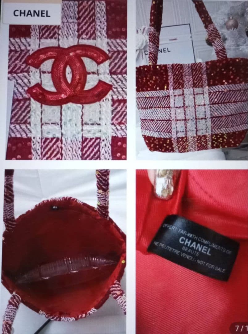 CHANEL スパンコール トートバッグ 赤/白ノベルティ海外VIP限定品