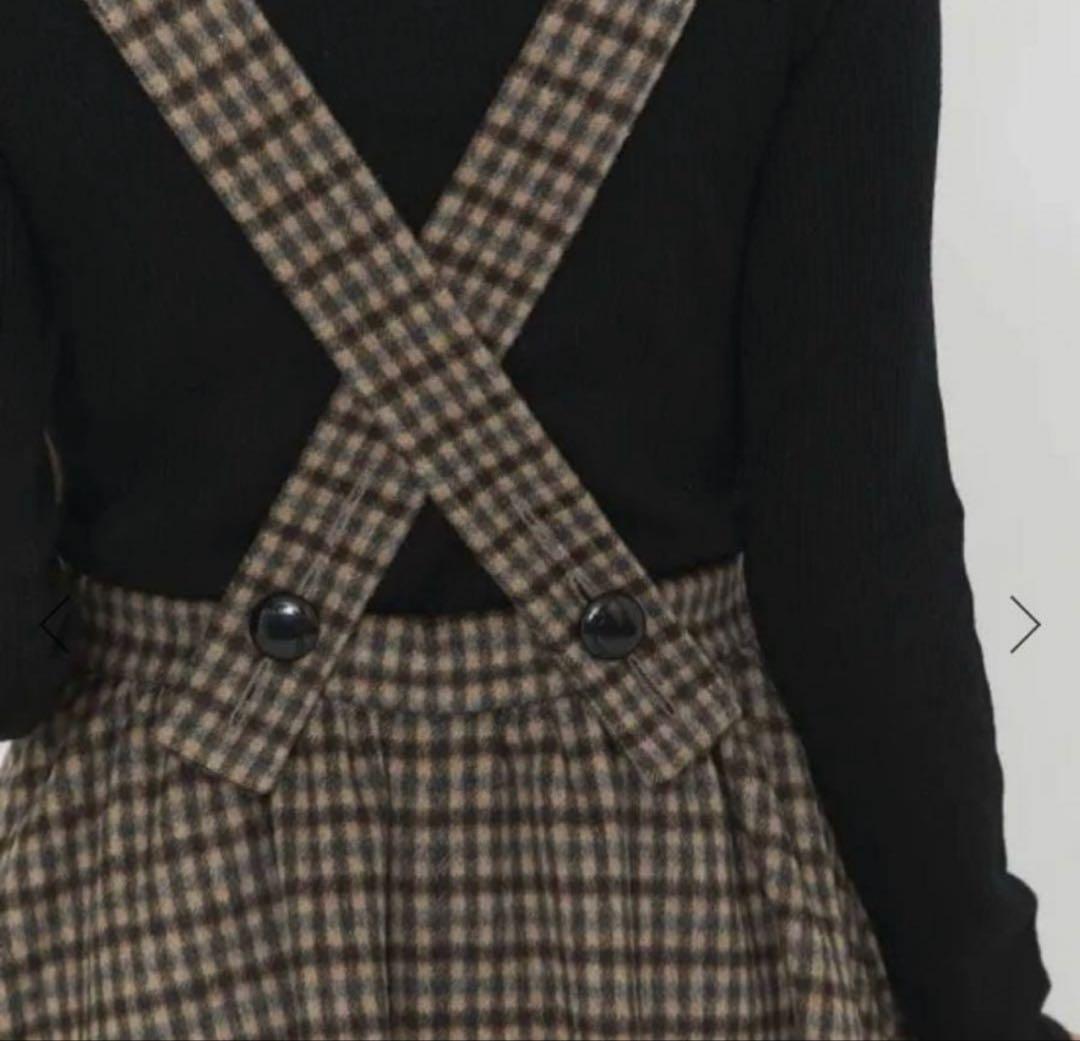 SEVEN TEN セブンテン ウールチェックエプロンワンピ サロペットサイズS
