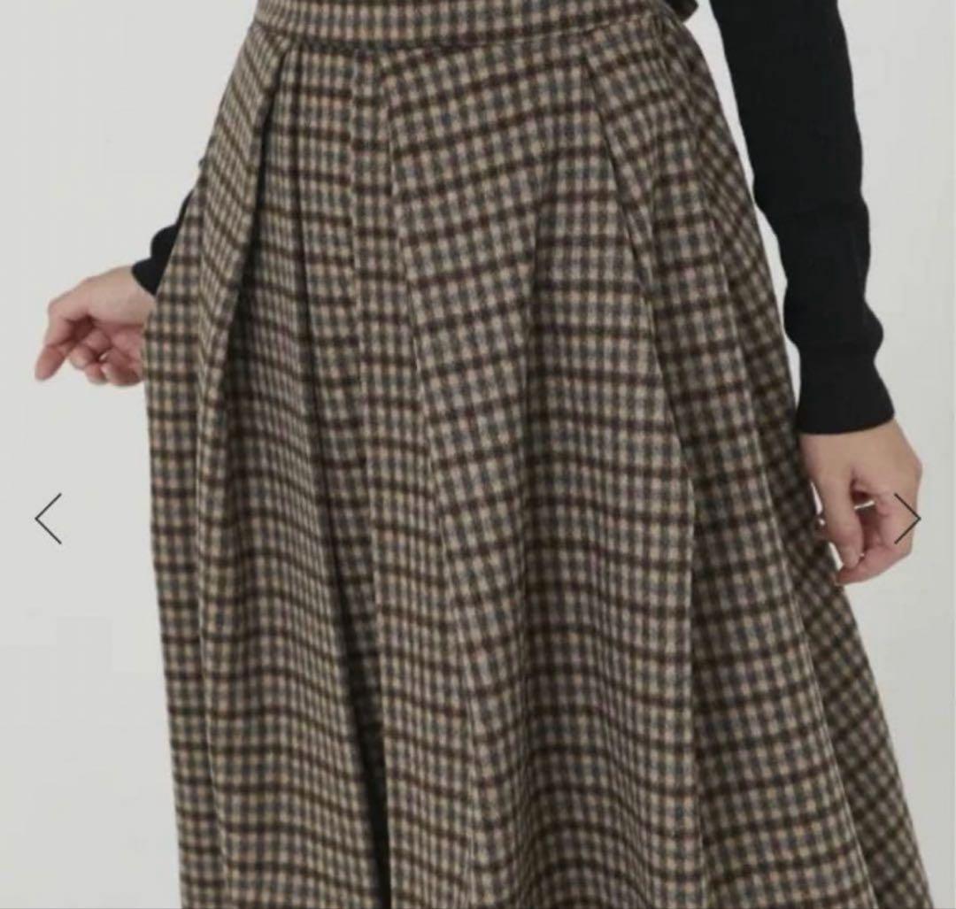 SEVEN TEN セブンテン ウールチェックエプロンワンピ サロペットサイズS