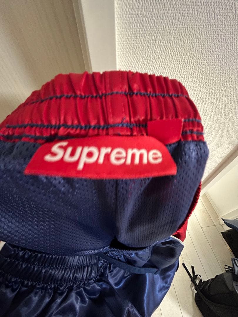 Supreme シュプリーム　トラックパンツ　サテン　ズボン　ジャージ　ネイビー
