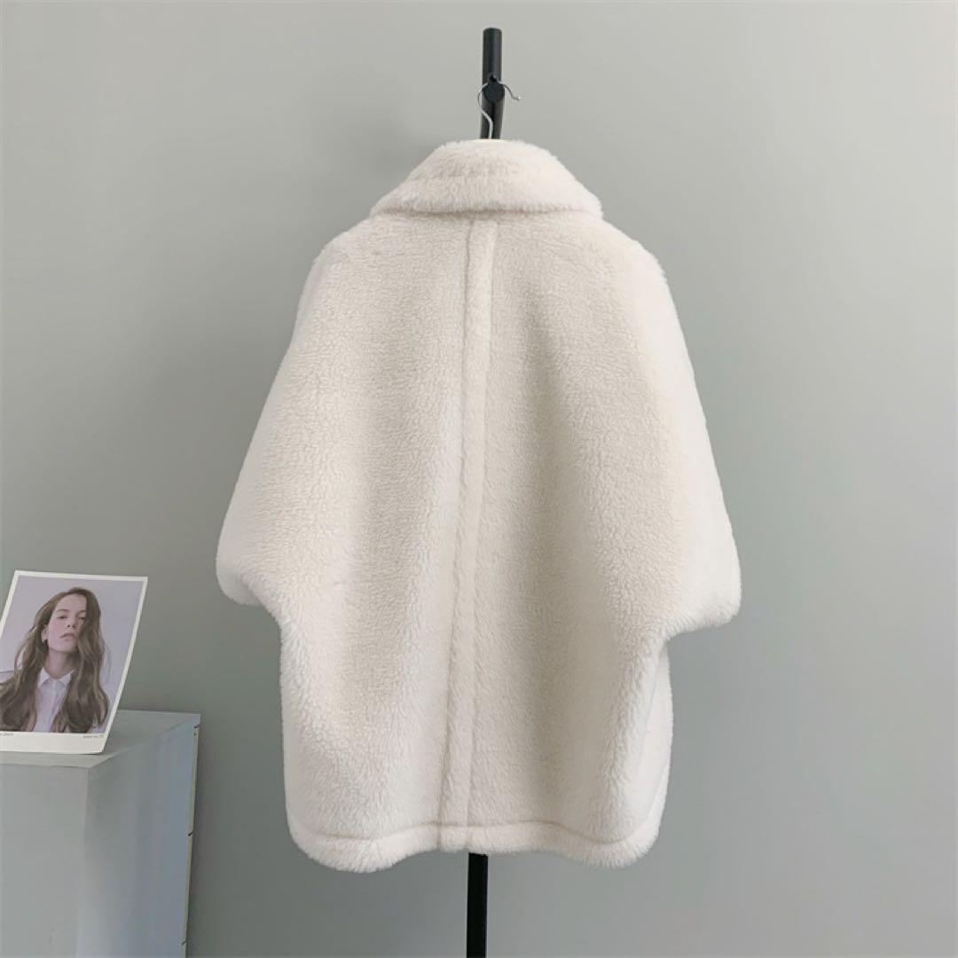 新品未使用 ベアポンチョ アルパカ素材 テディ ケープ ホワイト