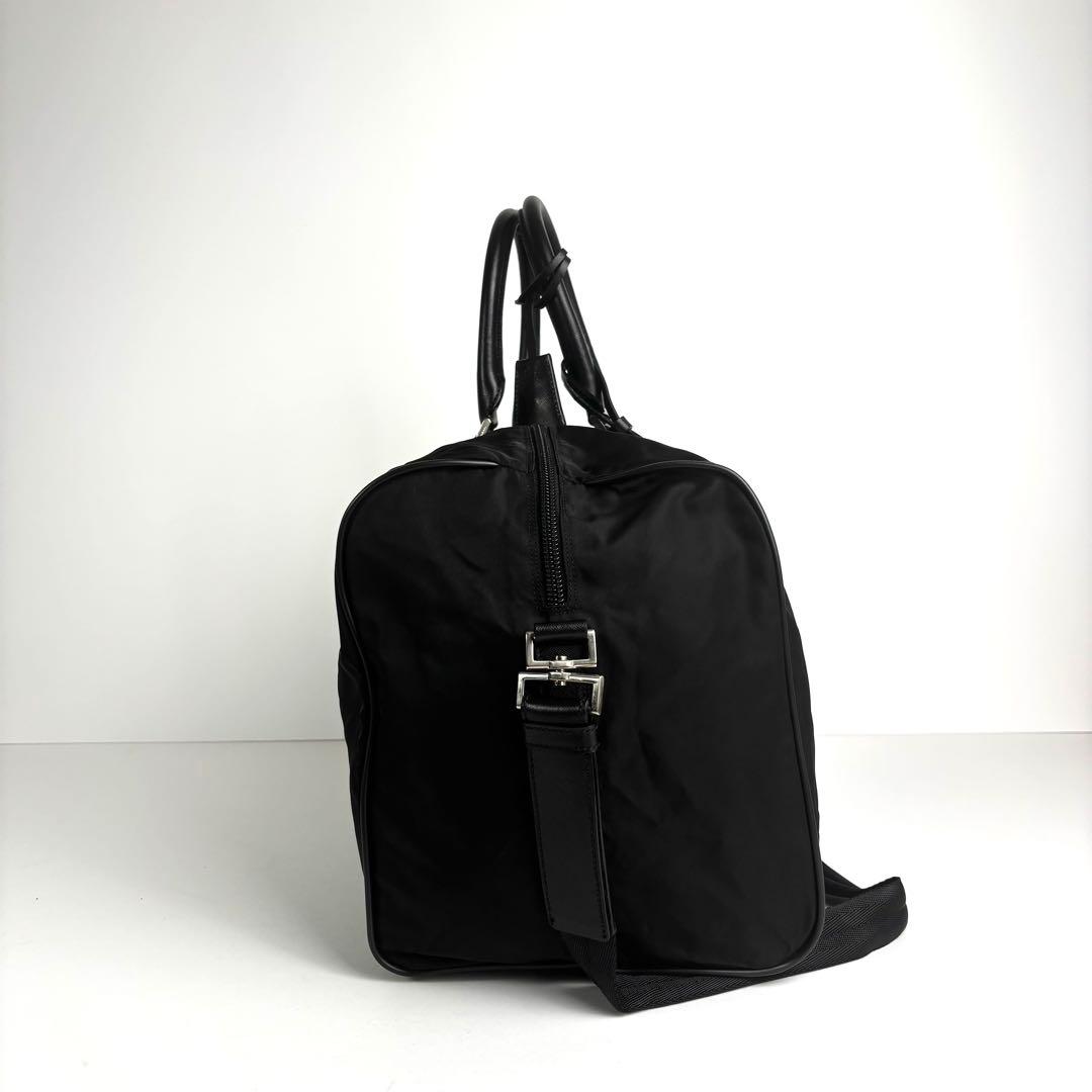 極美品 プラダ 2way ボストンバッグ ナイロン サフィアーノレザー ブラック