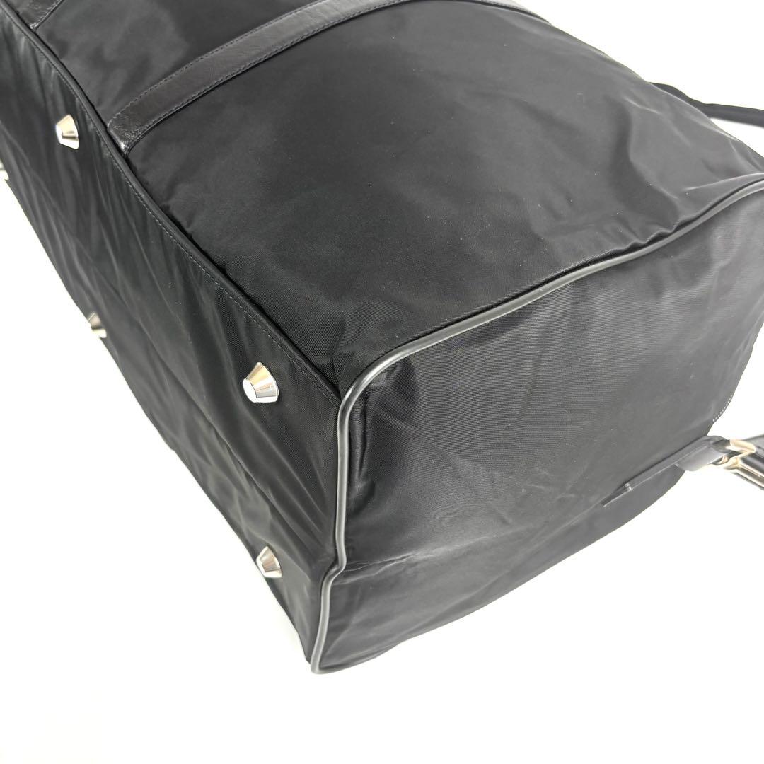 極美品 プラダ 2way ボストンバッグ ナイロン サフィアーノレザー ブラック