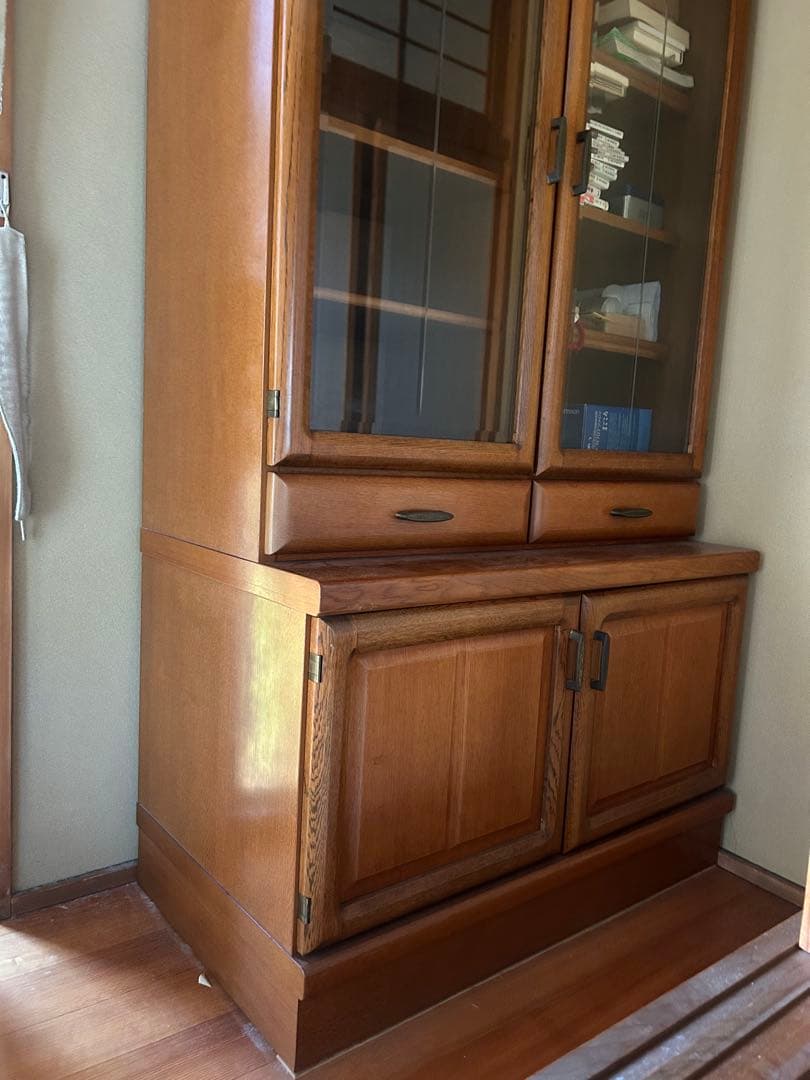 レトロ 木製 食器棚 本棚 ブラウン ディスプレイ キャビネット