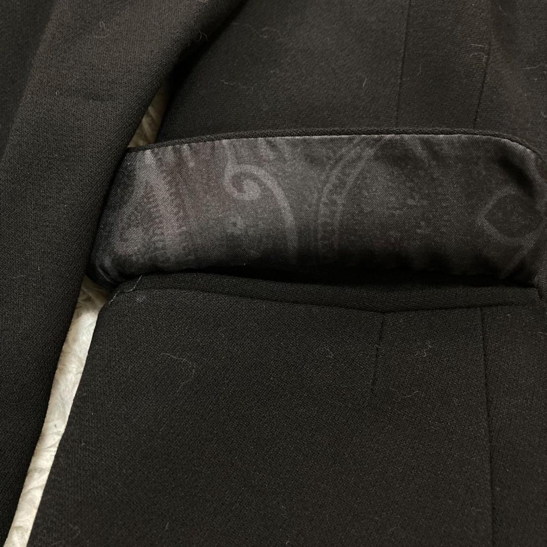 17541✨エトロ 46 2XL ダブルジャケット 裏地ペイズリー 総柄 黒