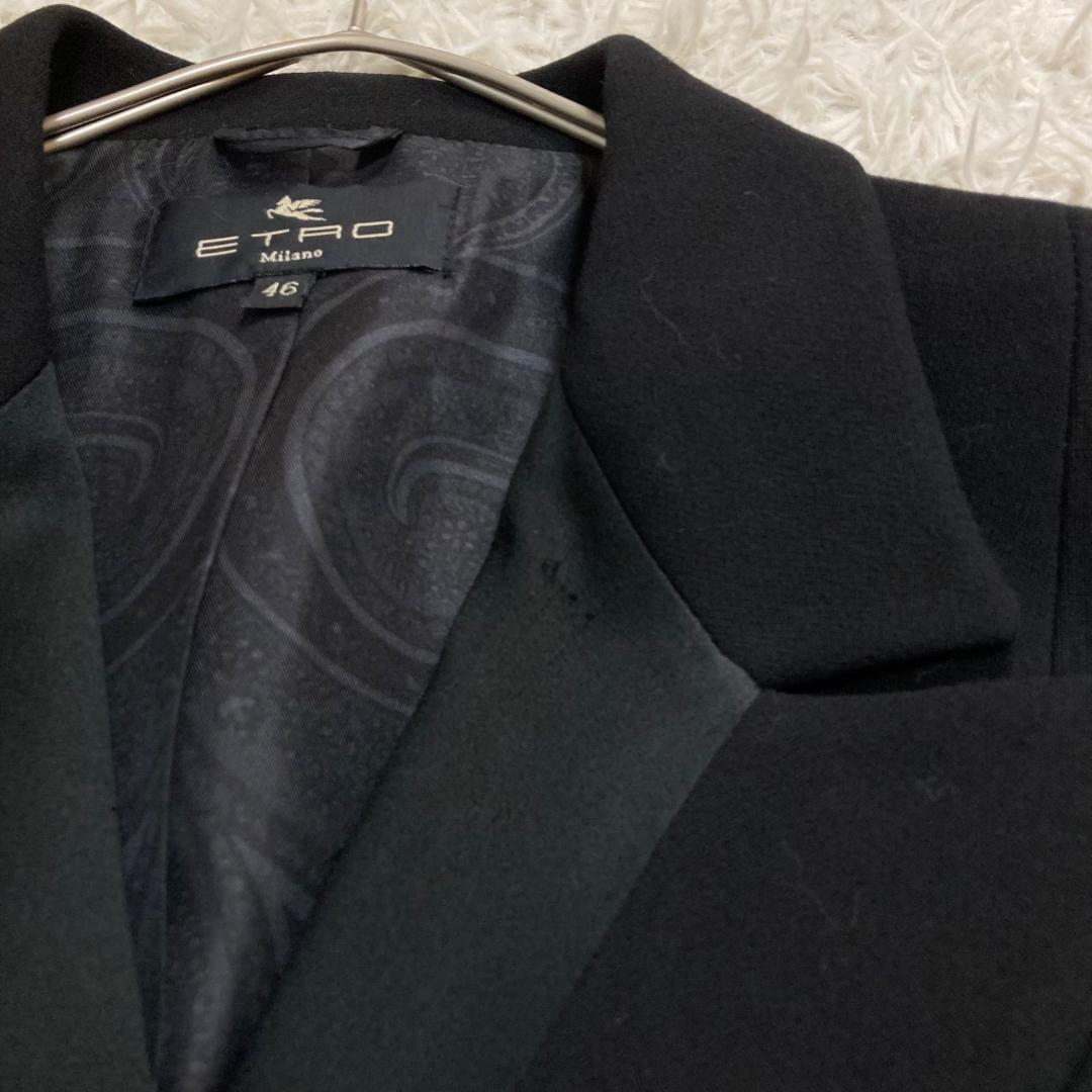 17541✨エトロ 46 2XL ダブルジャケット 裏地ペイズリー 総柄 黒