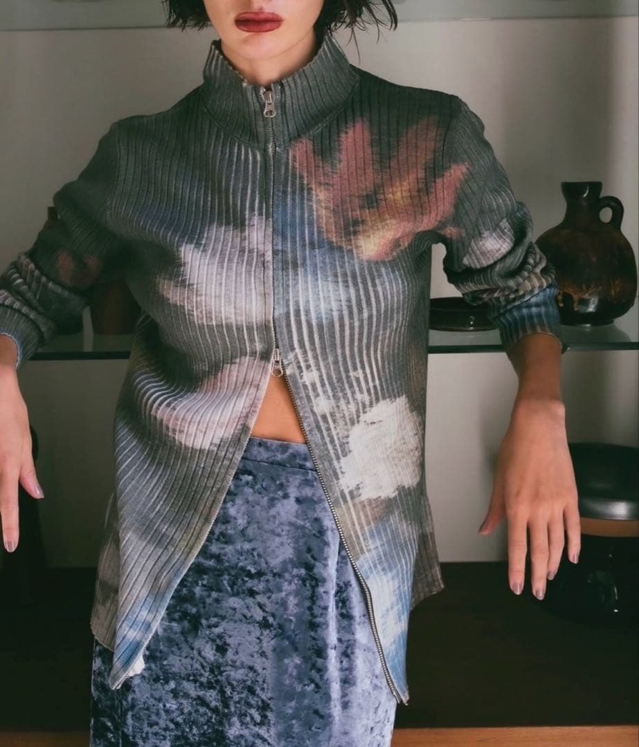 MARTE sahara アートプリントリブニット