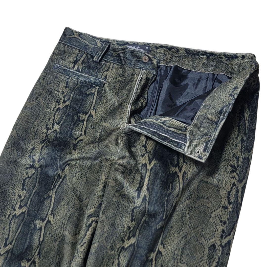 希少 フランス製 アニエスベーオム パイソン柄 ベロアパンツ XL スラックス
