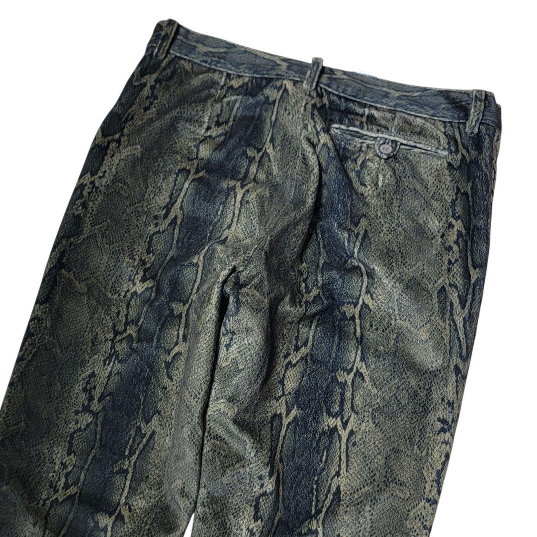 希少 フランス製 アニエスベーオム パイソン柄 ベロアパンツ XL スラックス