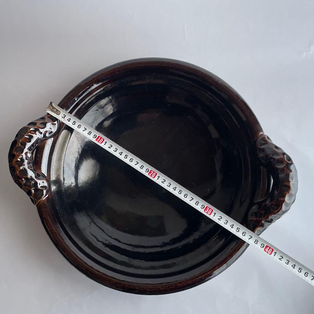 土楽窯　黒鍋　一尺一寸