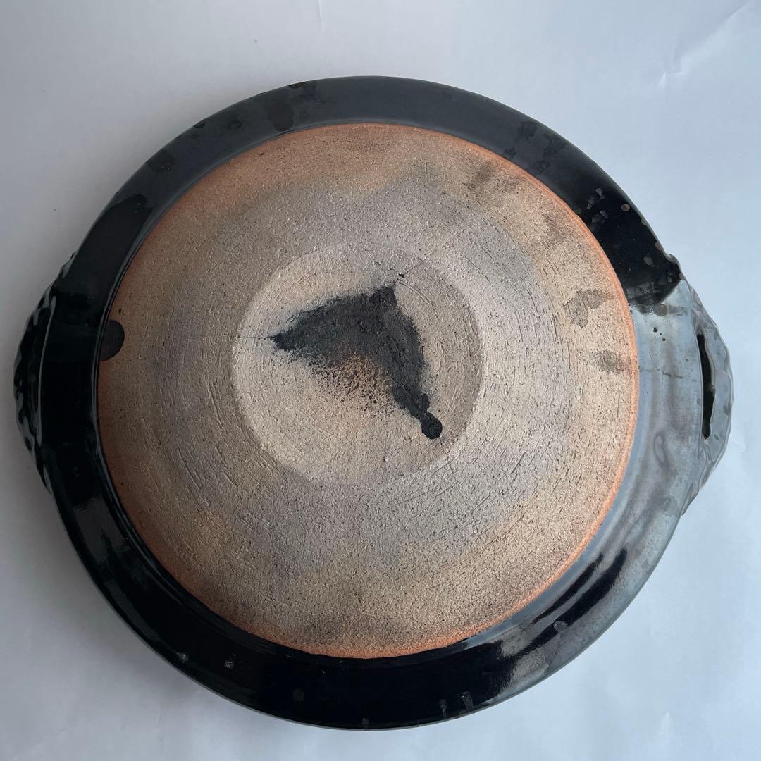 土楽窯　黒鍋　一尺一寸