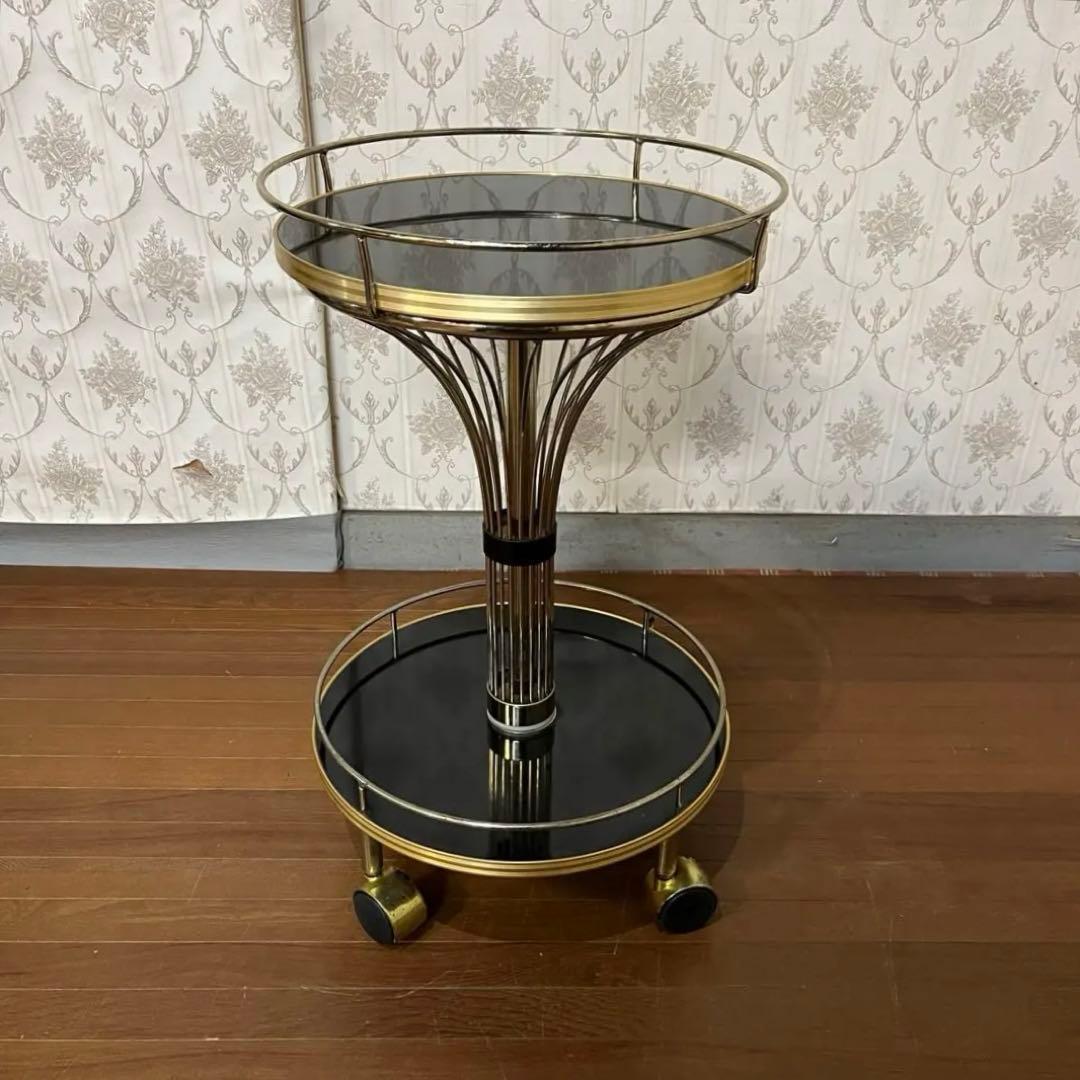 【アンティーク】光製作所 アイアンフレーム キャスター付 サイドワゴン 古道具