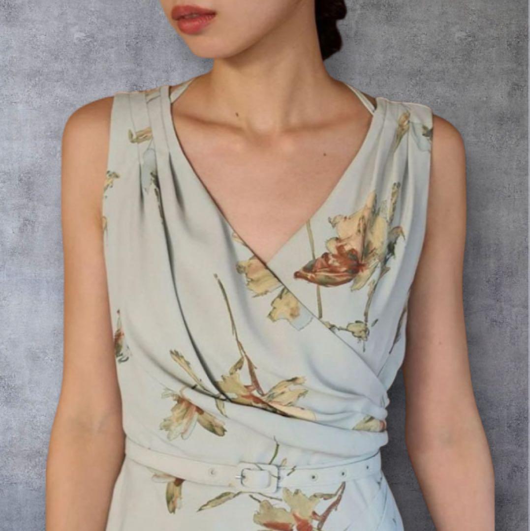 SNIDEL ペイントフラワープリントワンピース ミント 1