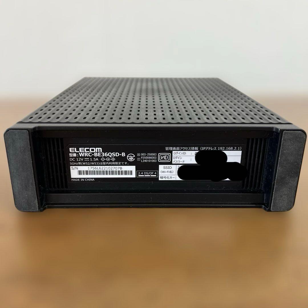 ELECOM Wi-Fiルーター Wi-Fi 7 WRC-BE36QSD-B