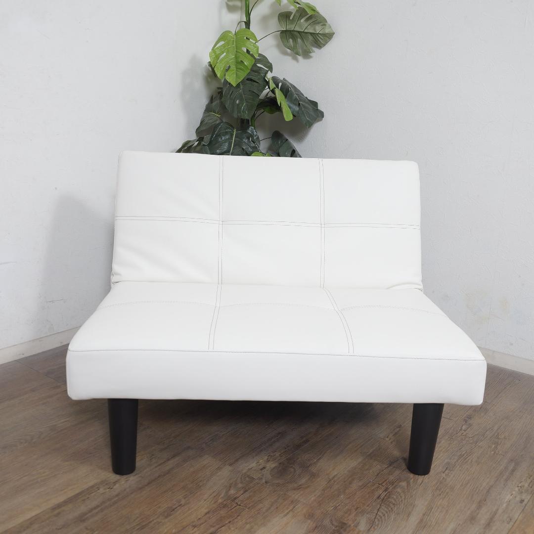 uuu【新品】レザー張り リクライニングソファ　アウトレット