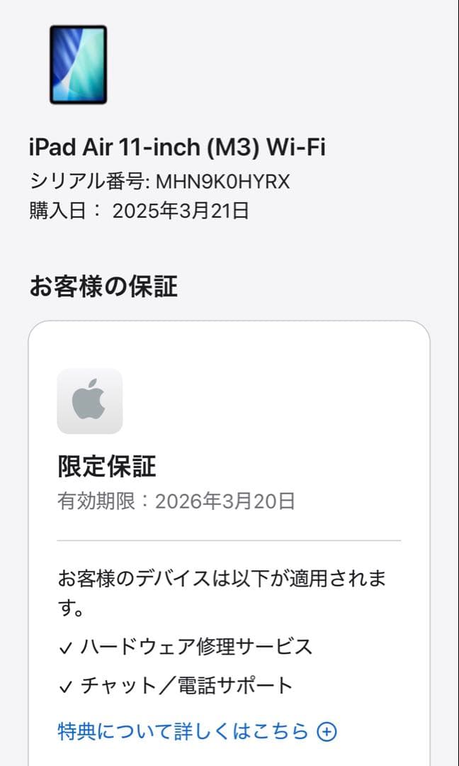 iPad Air 11インチ (M3) / 128GB / 保証あり