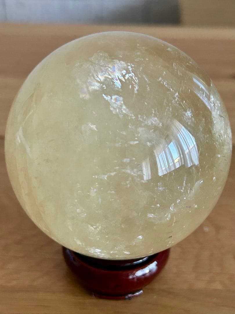 ✨キラキラ虹入✨ハニーカルサイト　スフィア　78mm ハニーイエロー　丸玉