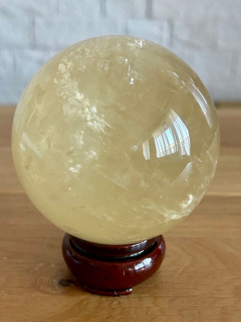 ✨キラキラ虹入✨ハニーカルサイト　スフィア　78mm ハニーイエロー　丸玉