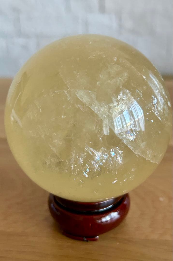 ✨キラキラ虹入✨ハニーカルサイト　スフィア　78mm ハニーイエロー　丸玉