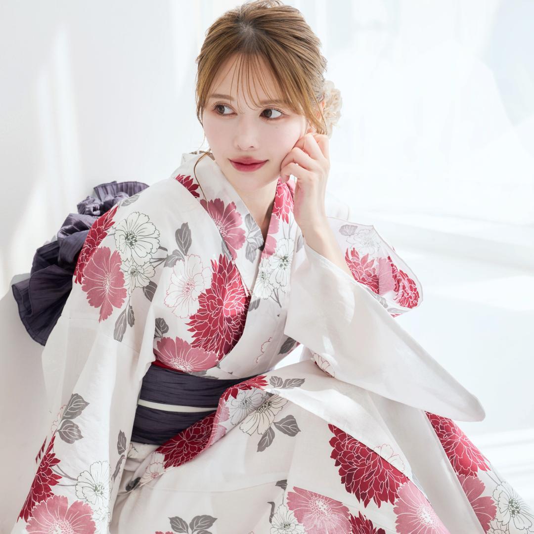 【浴衣のみ】新品 浴衣 兵児帯 黒 赤　Y5-16