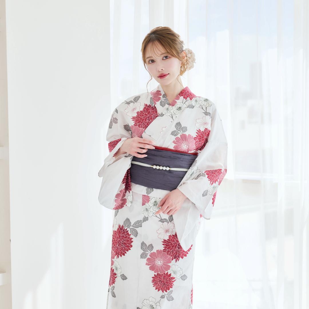 【浴衣のみ】新品 浴衣 兵児帯 黒 赤　Y5-16