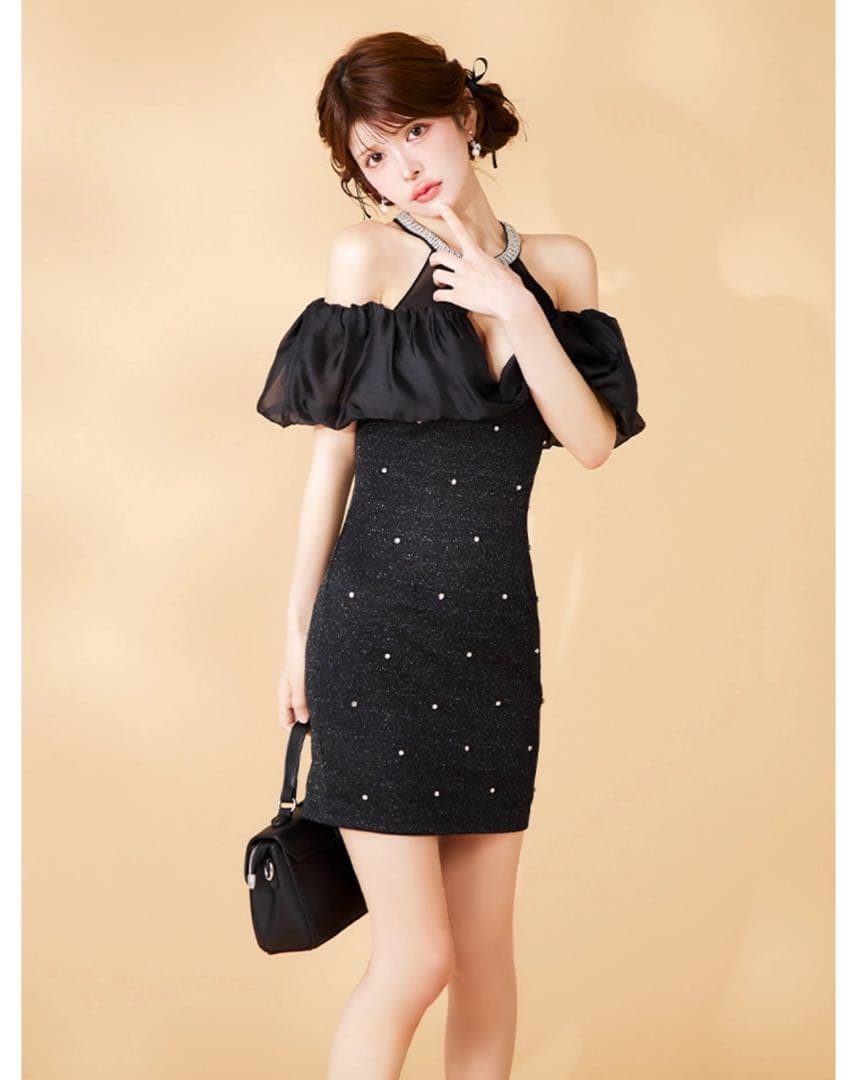 最終値下げしました！ JEWELSオフショルダー ブラック タイトドレス