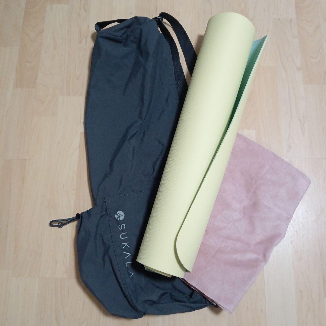 SUKALA ヨガマット ヨガラグ　イエロー ピンク 収納バッグ付き