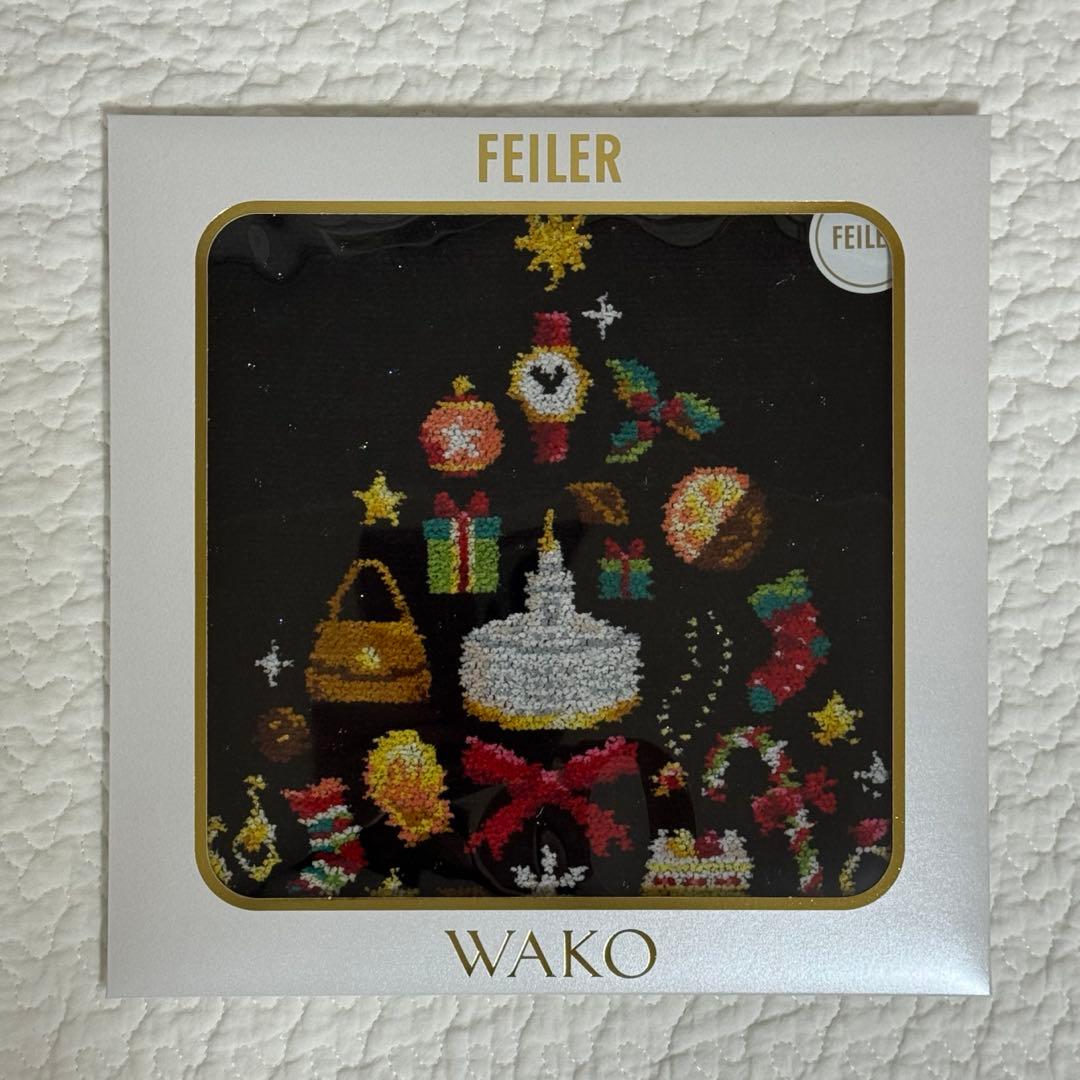 和光限定 フェイラーWAKO TREE ハンカチ（ブラック1枚・グリーン1枚）