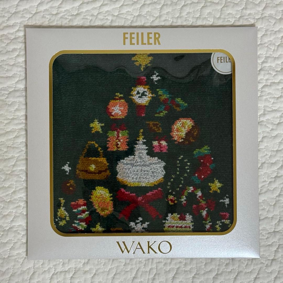 和光限定 フェイラーWAKO TREE ハンカチ（ブラック1枚・グリーン1枚）