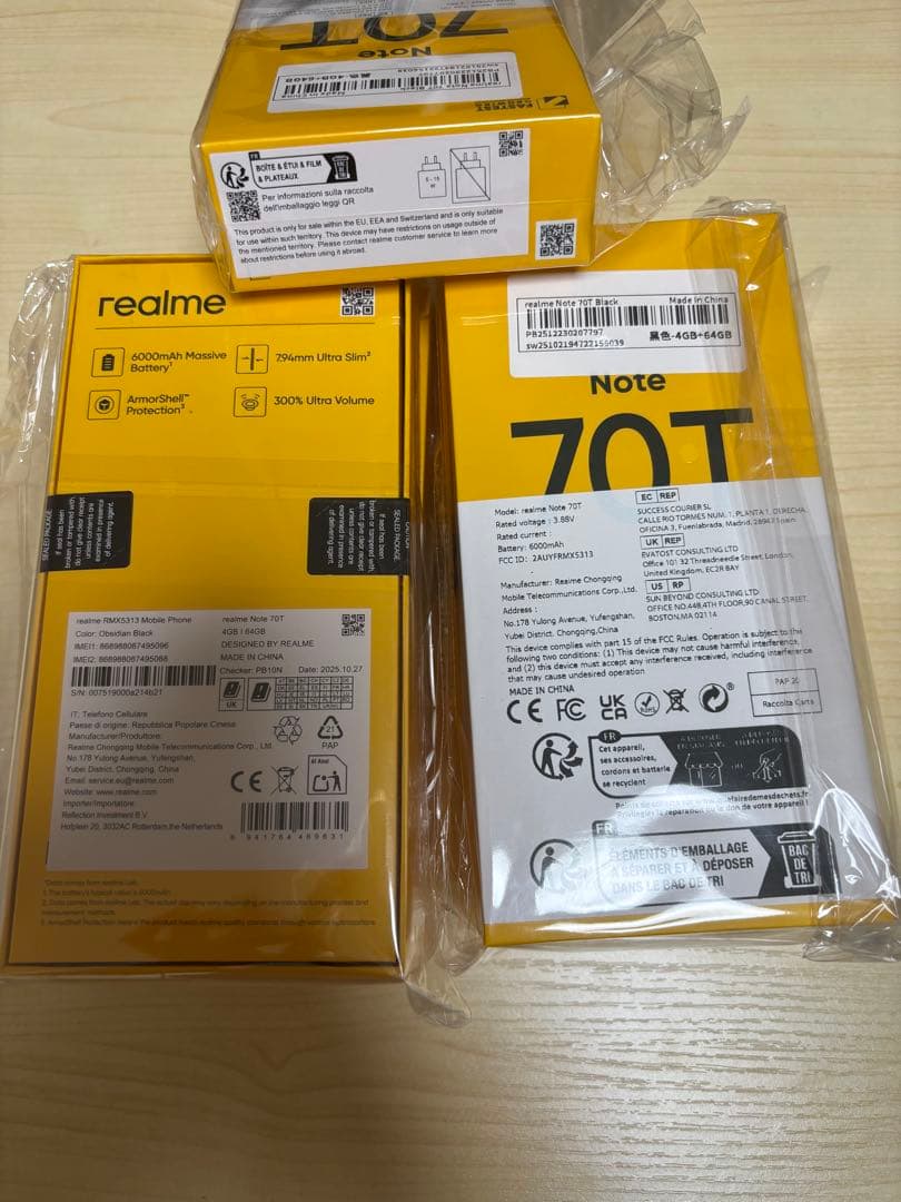 REALME NOTE 70T 本体 RAM 4GB+64GB 5台セット