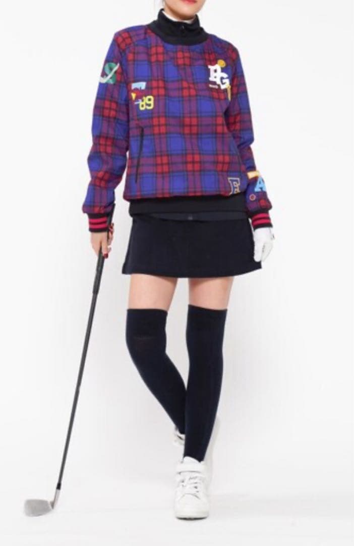 美品　PEARLY GATES ナイロンストレッチ　Rチェック　ツインスニード