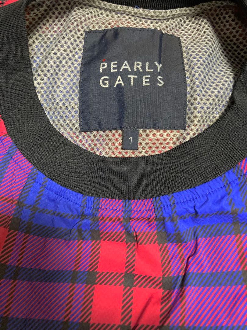 美品　PEARLY GATES ナイロンストレッチ　Rチェック　ツインスニード