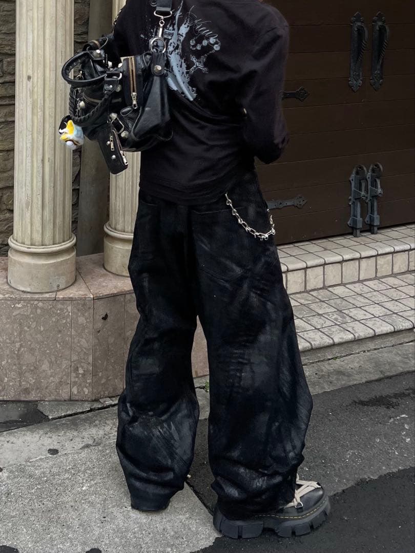 む*む様 RICH/Black Waxed Denim Pants