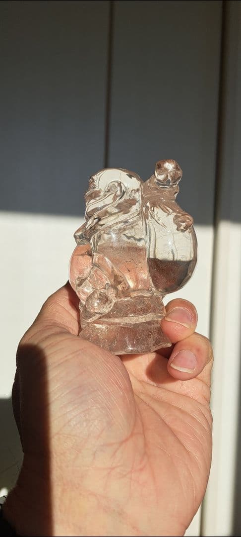 本水晶　開運手彫り水晶 布袋尊 商売繁盛 置物　天然水晶　天然石　パワーストーン